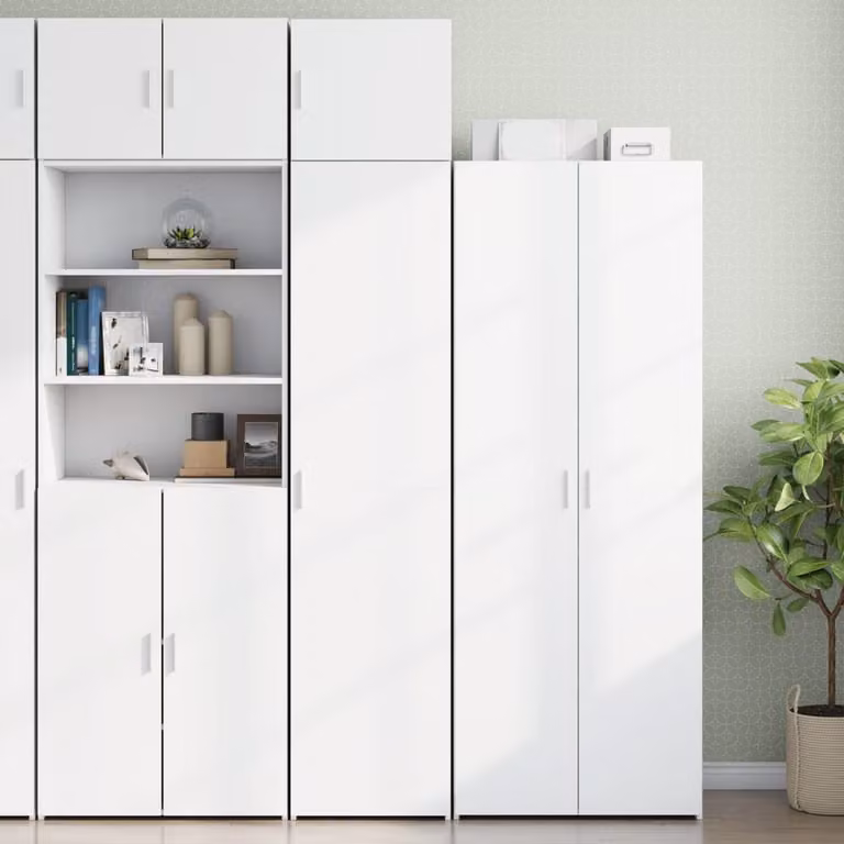 Mobile sottile vidaXL bianco con ante a battente e ripiani interni in MDF, L/P/H: 45 x 42,5 x 225 cm