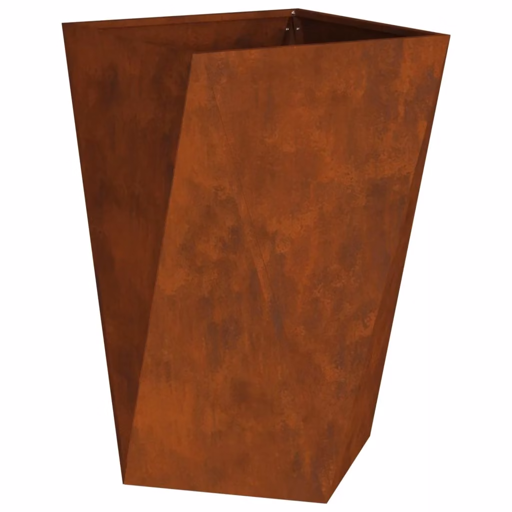 Set di 2 fioriere rettangolari moderne HELLOSHOP26 in acciaio color marrone per esterni L/P/H: 50 x 50 x 75 cm – 2