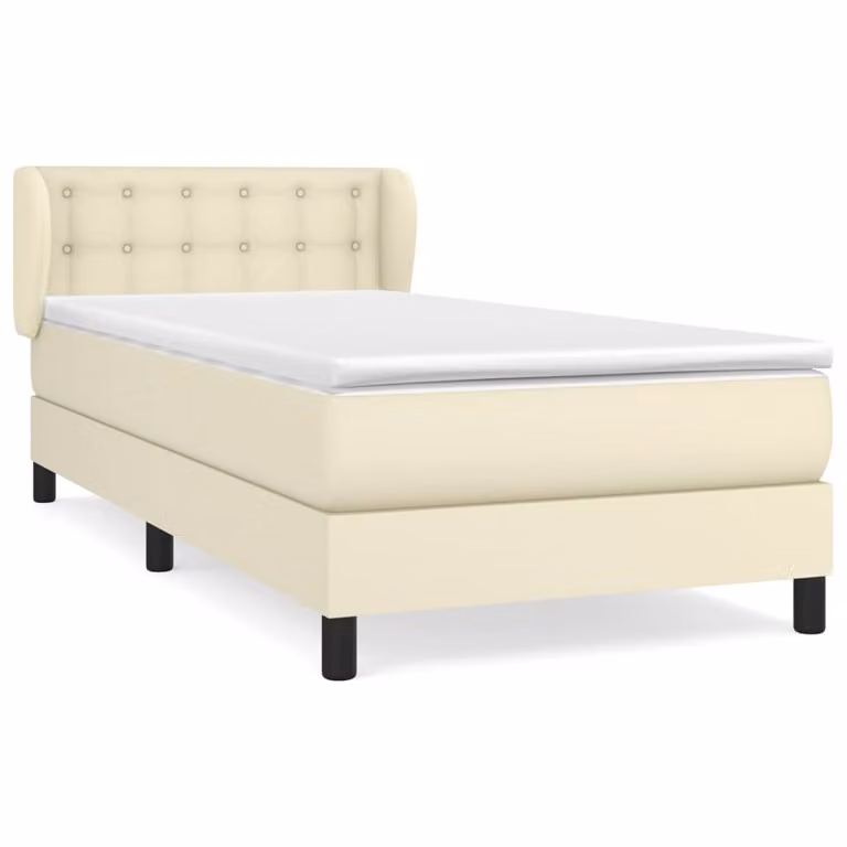 Giroletto a Molle con Materasso Crema 90x200 cm in Pelle finta