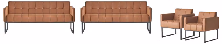 Arbeitszimmer-Set 4tlg 2x 3-Sitzer 2x Sessel Braun Einfarbig Wohnzimmer