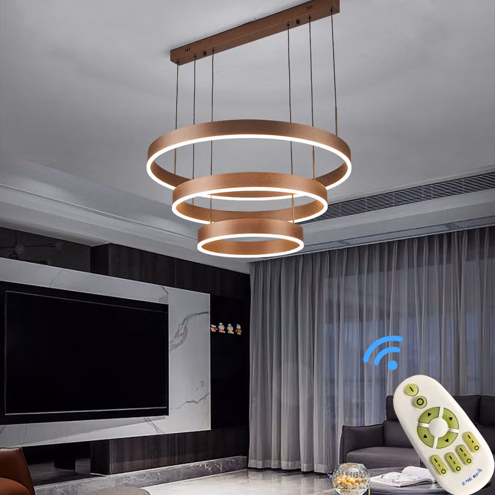 Lampada a sospensione a LED 6053FX-BS rettangolo bianco con telecomando colore luce/luminosità regolabile dimmerabile Luce LED da soggiorno lampadario a sospensione
