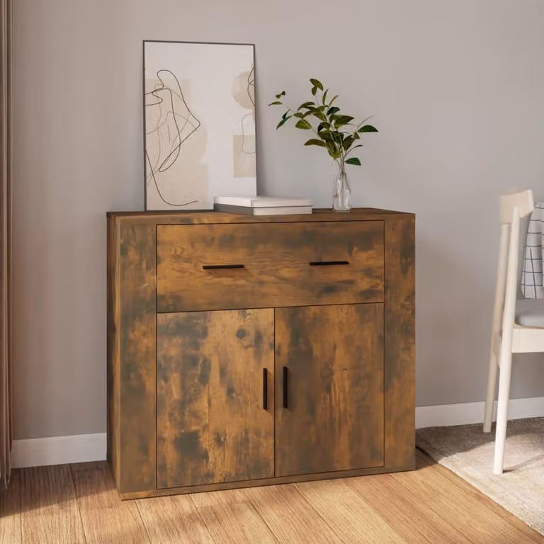 vidaXL Credenza rovere fumé 80x33x70 cm materiale a base di legno