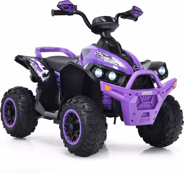 Auto elettrica per bambini con avviamento graduale e pannello di controllo, viola, L: 96 cm, P: 58 cm, H: 72 cm