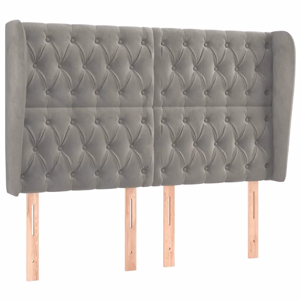Testiera ad Orecchio vidaXL in Velluto Grigio L: 147 cm, P: 23 cm, H: 118-128 cm – 2