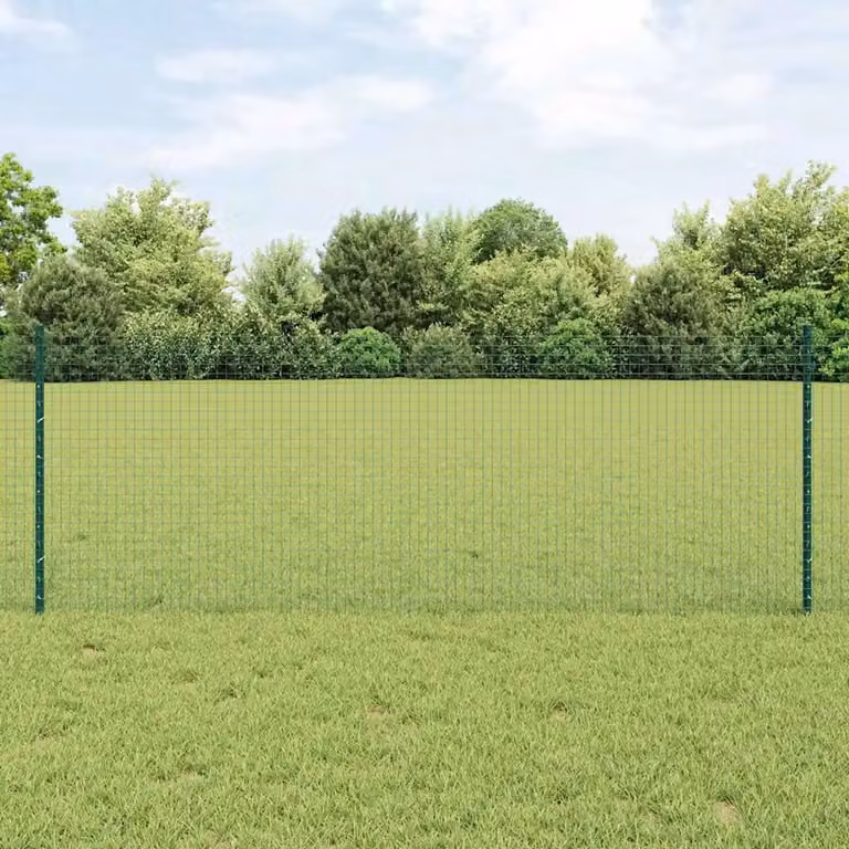 Recinzione in rete saldata con pali vidaXL, Verde, L: 25 m, H: 0,8 m