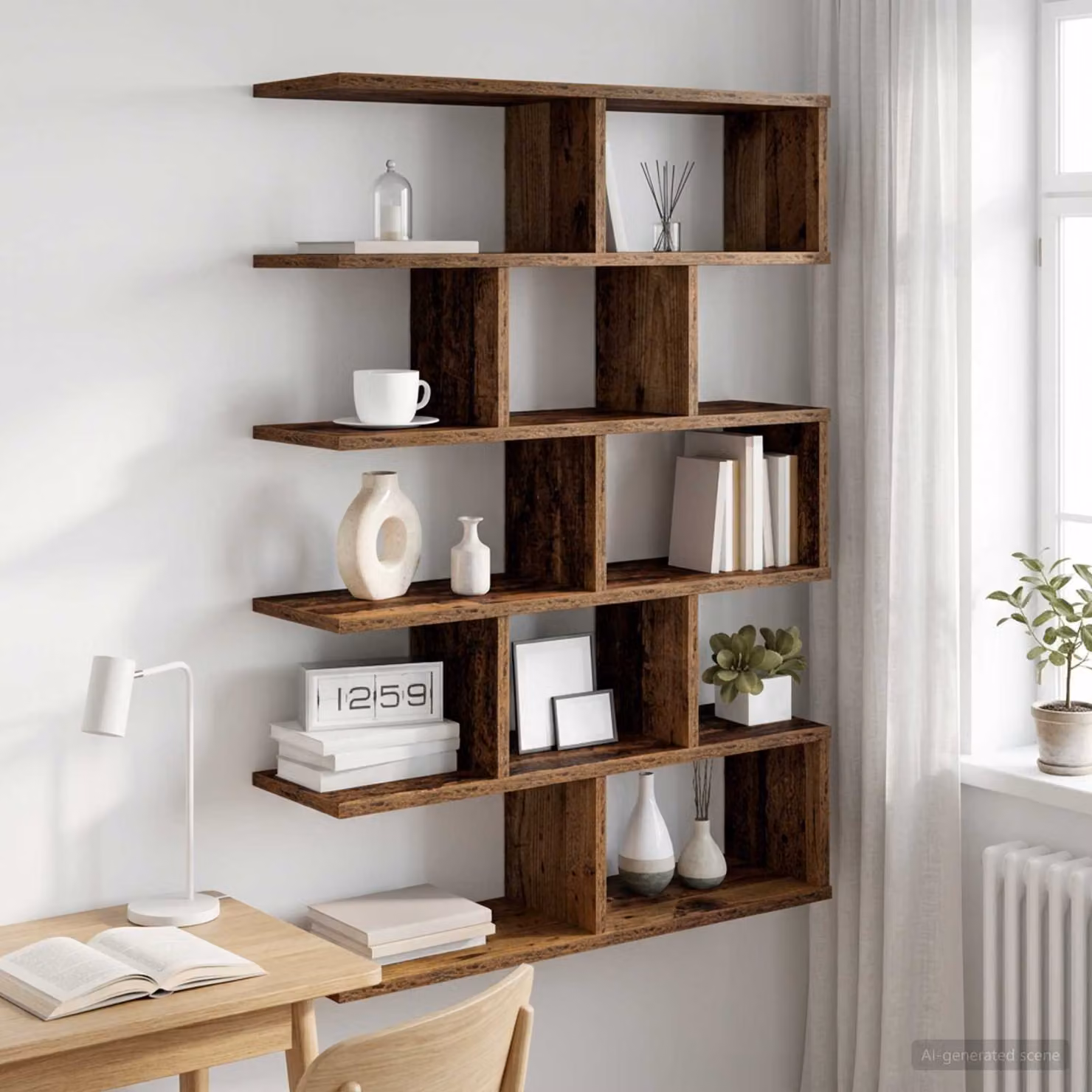Scaffale da parete moderno vidaXL in legno color marrone L: 70 cm, P: 20 cm, H: 100 cm