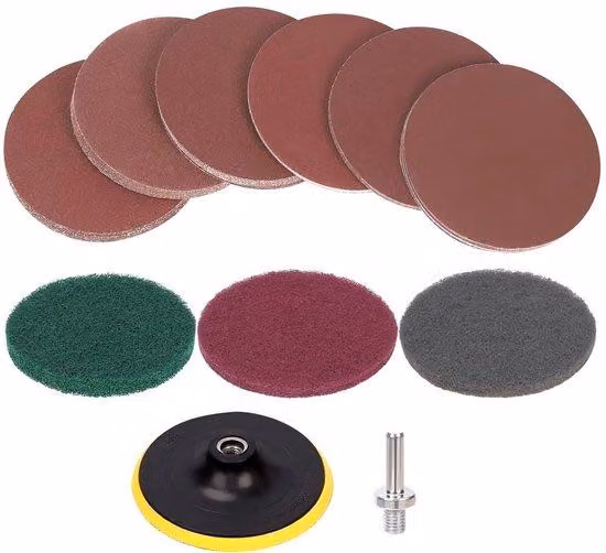 Set di dischi abrasivi da 12,7 cm, composto da 60 fogli di carta abrasiva e mole abrasive per metallo e legno