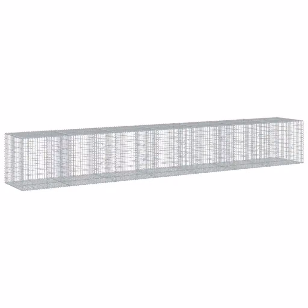 vidaXL Cesto Gabbione con Copertura in Ferro Zincato Colore Argento L/P/H: 700 x 100 x 100 cm – 2