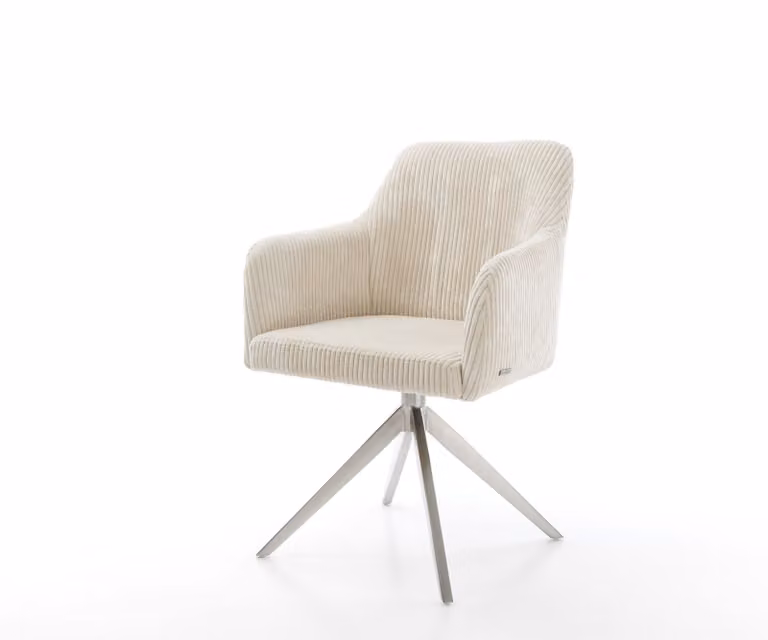 DELIFE Sedia da pranzo Greg-Flex Cord Beige Telaio a croce largo Acciaio inossidabile Molle insacchettate