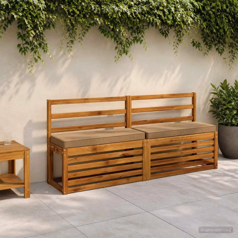 Set di 2 cuscini per panchina vidaXL beige in poliestere con rivestimento rimovibile e resistente ai raggi UV