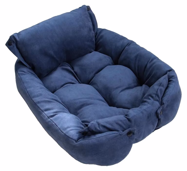 Cuccia per cani, cotone morbido, lavabile in lavatrice, blu, taglia L