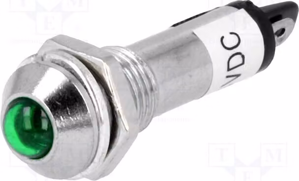5 indicatori luminosi: LED, grado di protezione IP40, apertura: Ø 8,2 mm, convessa, 24 VDC, metallo. Indicatore LED IND8-24G-A