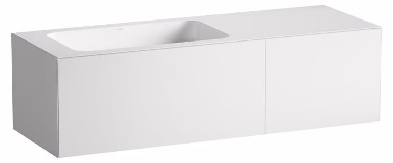 LAUFEN FOLIO plan de toilette, rectangulaire, 2 tiroirs, sans trou pour robinetterie, sans trop-plein, 1254x450x350mm, H580FO75251121, H580FO75251121