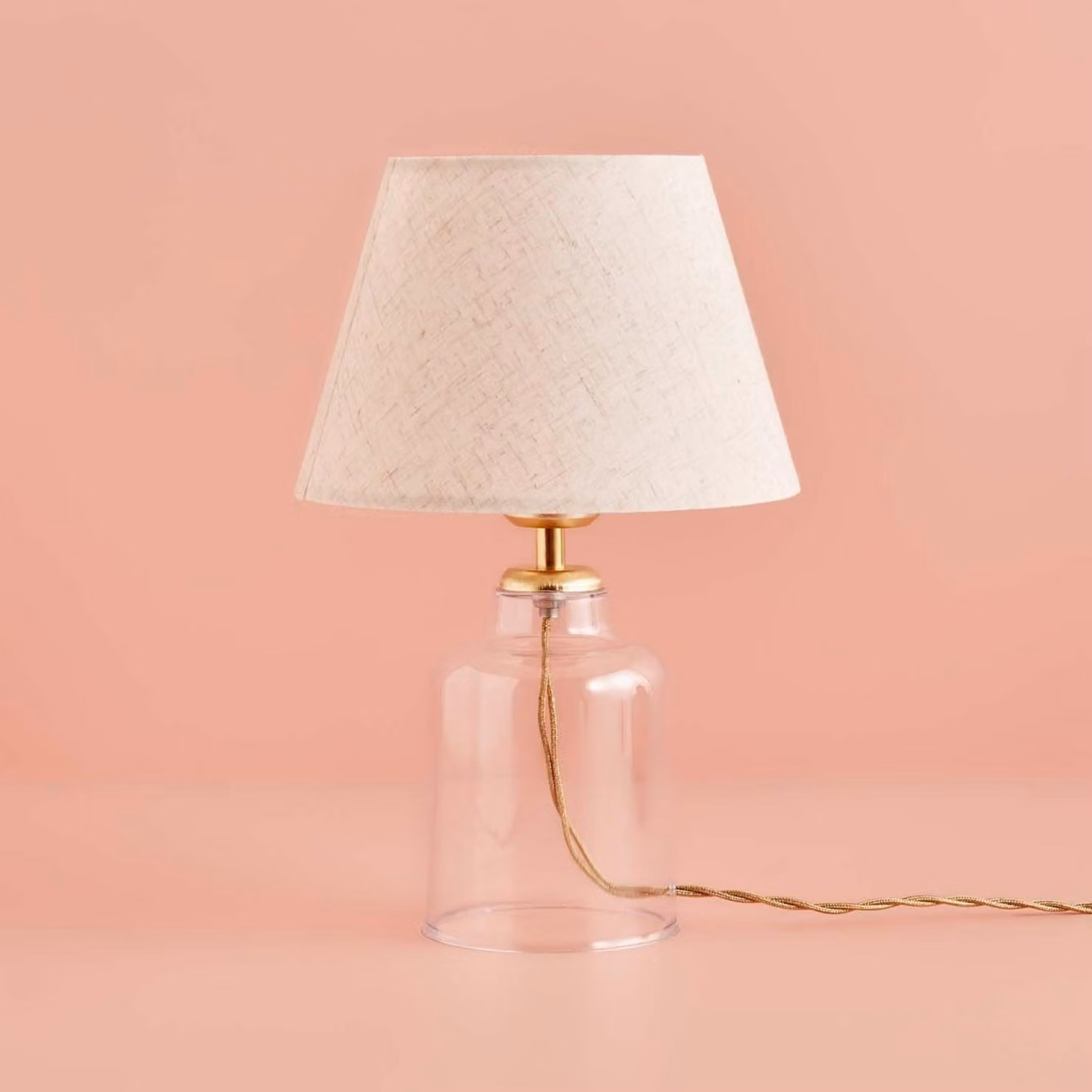 Opviq, lampada da tavolo di alta qualità, color crema e oro, 32 cm, attacco E27, 100% tessuto, cavo da 1,5 metri