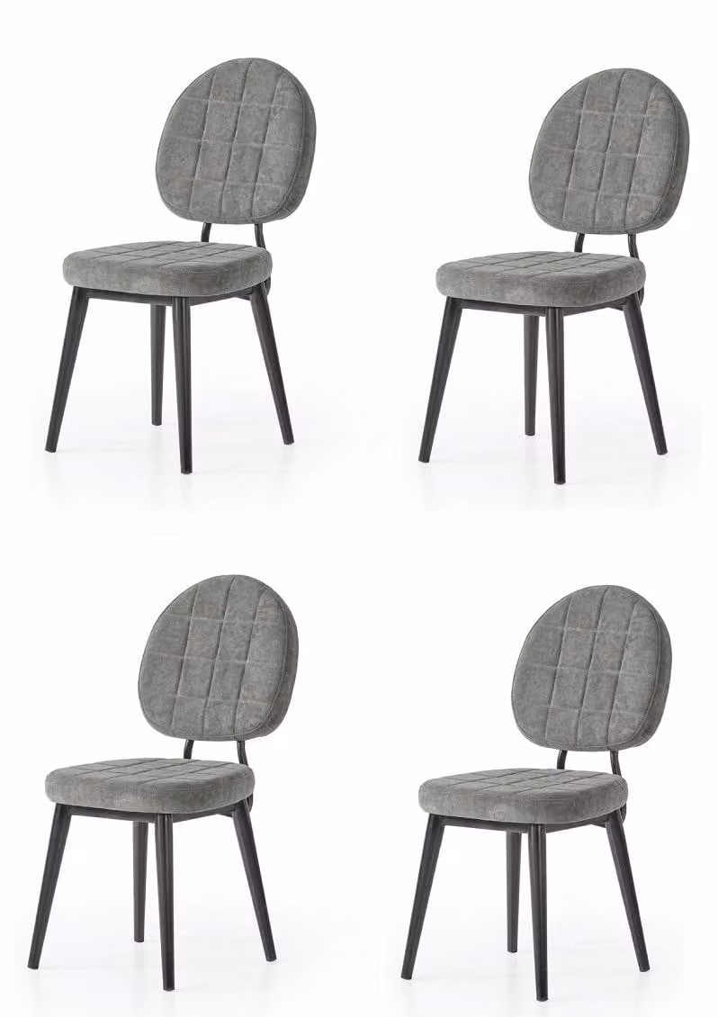 Set da sala da pranzo: 4 sedie grigie, comode, morbide, in tessuto, moderne ed eleganti