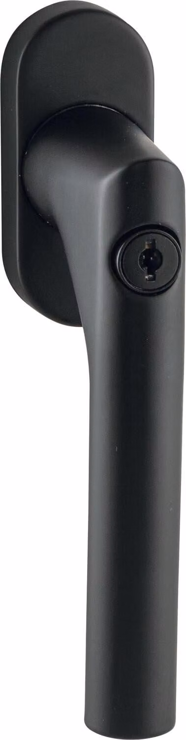 Maniglia per finestra Marchesi con cilindro di chiusura e chiave - Ferramenta per finestra, acciaio inox nero opaco
