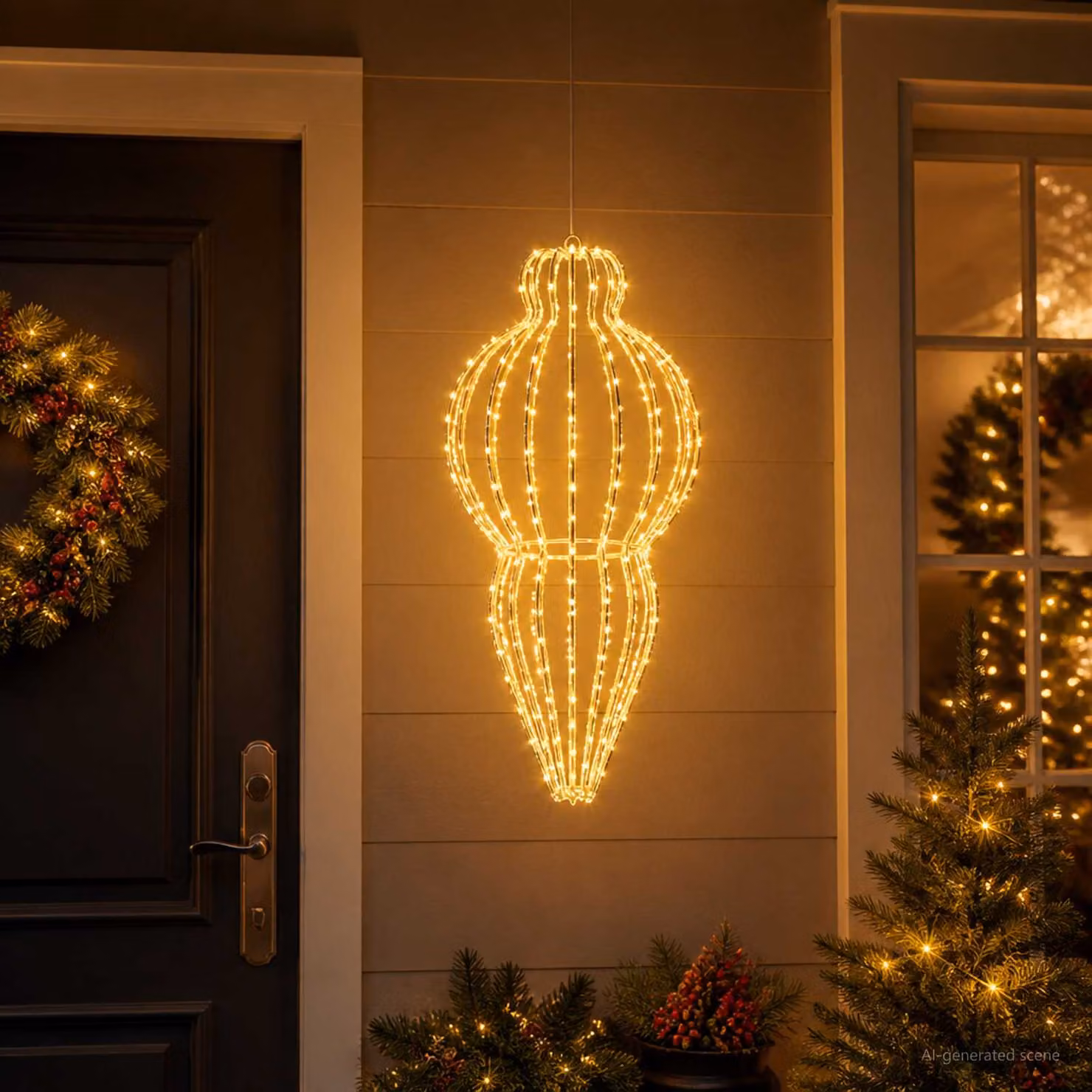 vidaXL Luce a punta di Natale 320 LED Bianco caldo Ø 40 x 75 cm