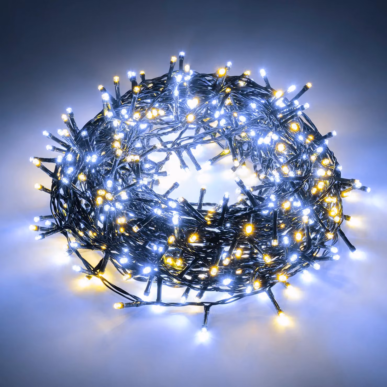 Dictrolux Catena Luminosa Compact con 300 LED Multicolore, Verde e Trasparente, Lunghezza: 12 m