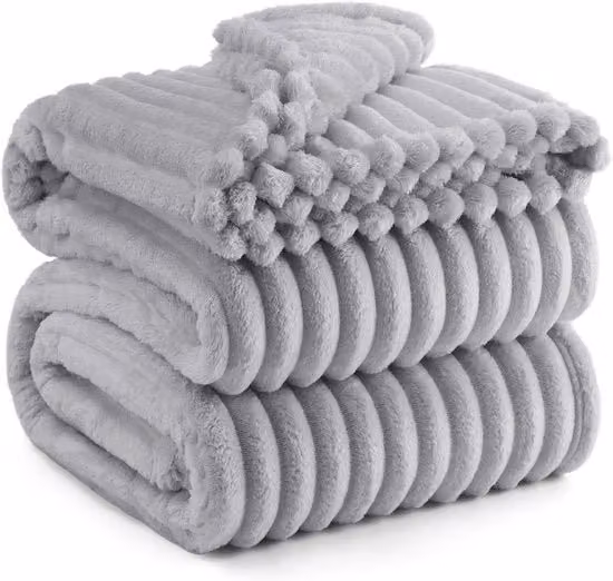 Coperta morbida e calda in velluto a coste XXL, L 220 x P 240 cm, colore grigio chiaro