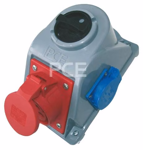 Prese multiple con interruttore 0-1, 16A, 4P, 400V + 2P+Z, 230V, grado di protezione IP44, COMBOPOL PCE 96061441W