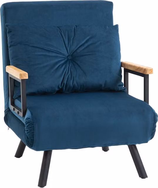 Divano Letto Singolo Pieghevole 4 in 1 ¨C Xylo ¨C Blu con Cuscino 63x73x81 cm