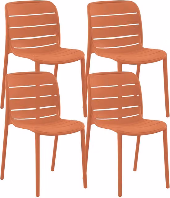 Set di 4 sedie moderne Iris arancioni in polipropilene e fibra di vetro impilabili per interno ed esterno – 1