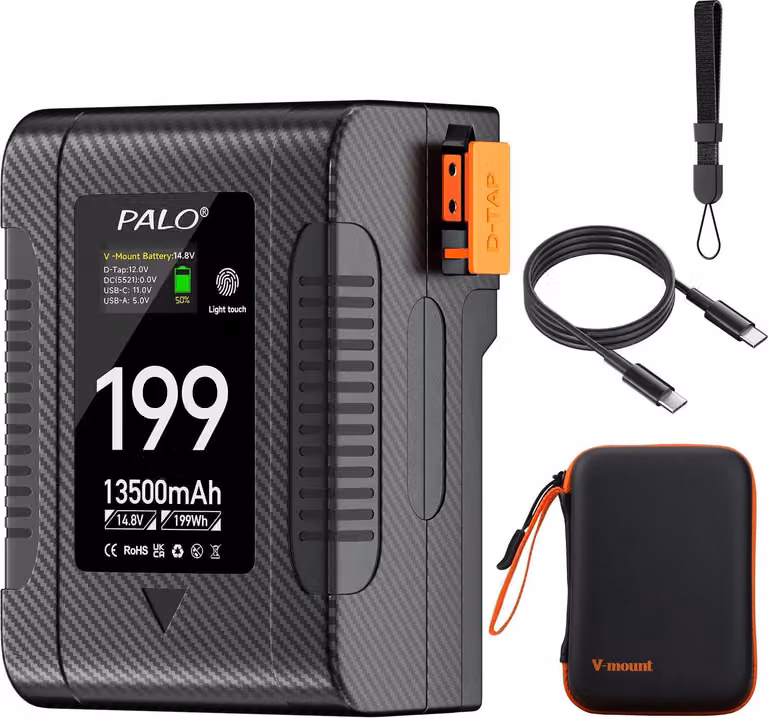 Batteria con montaggio a V, alta capacità (6700 mAh/13500 mAh), opzioni di ricarica multiple, BP-199W-C