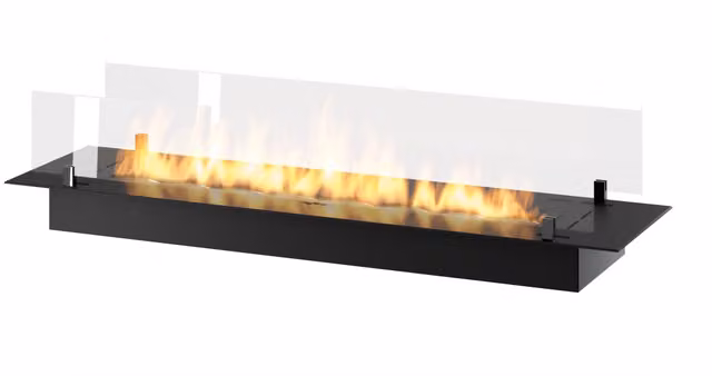 Bruciatore Inserto a Bioetanolo Infire in Inox Nero da Incasso o Appoggio con Vetri Inclusi L: 120 cm