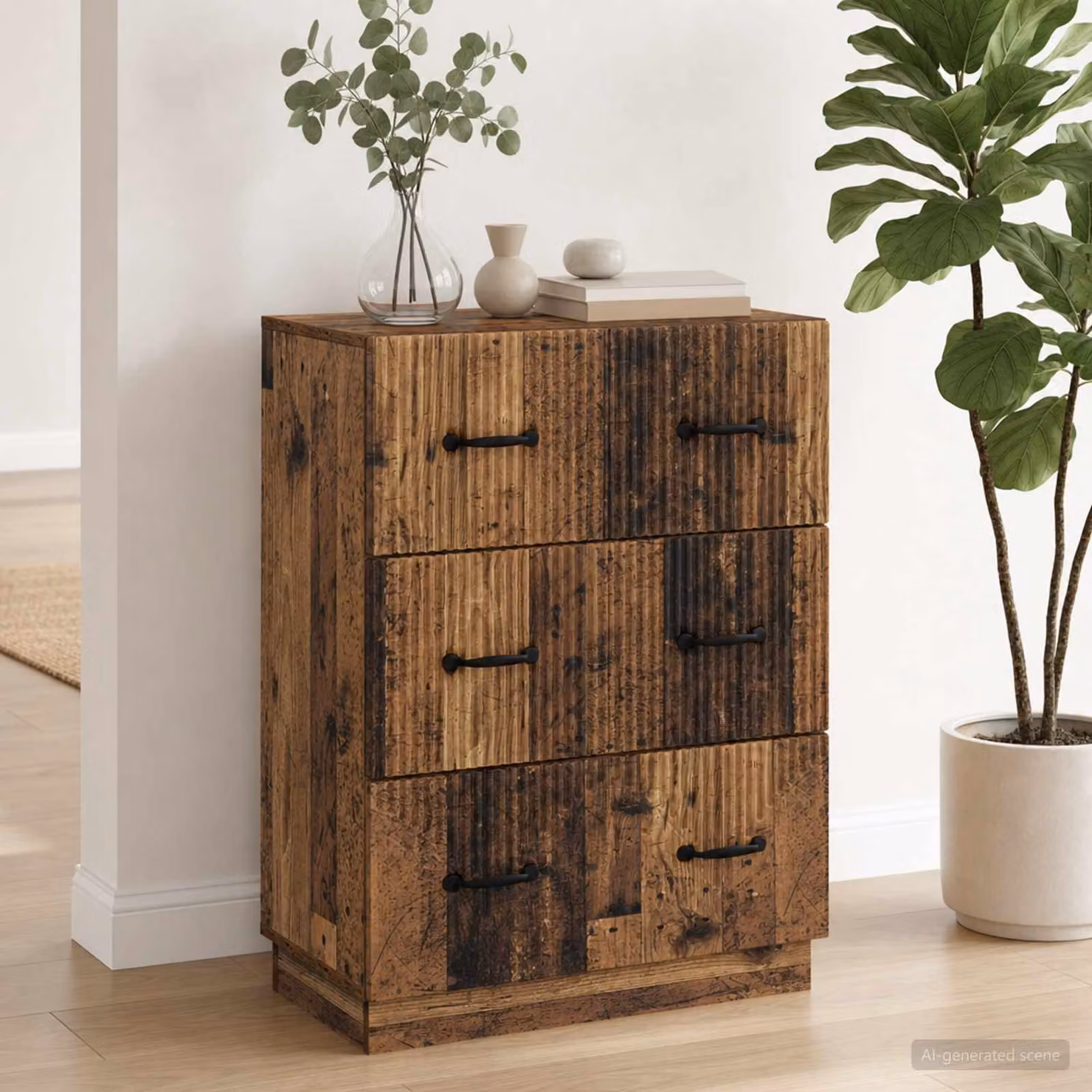 Mobile con cassetti e ante vidaXL in legno marrone, L: 66 cm, P: 34,5 cm, H: 87 cm
