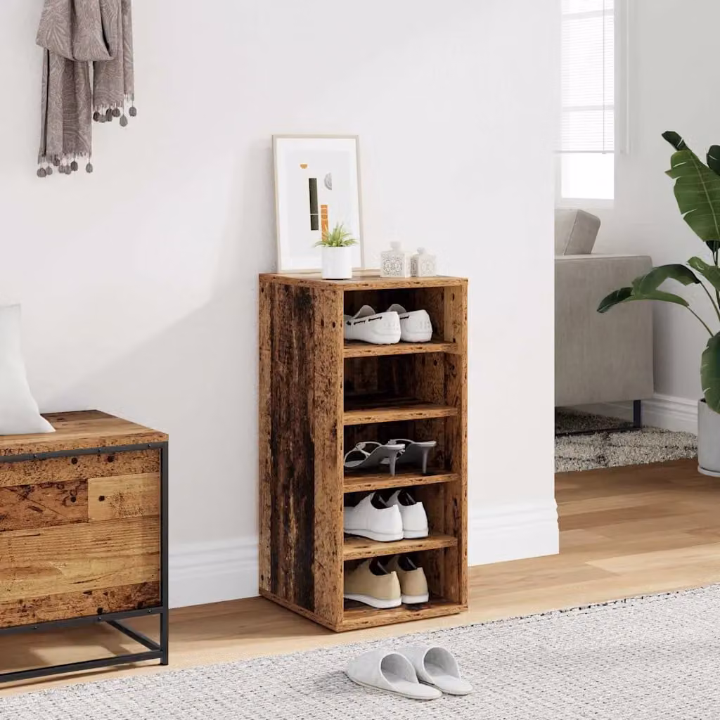 Mobile porta scarpe vidaXL in legno stile rustico, colore marrone, L/P/H: 32 x 35 x 70 cm