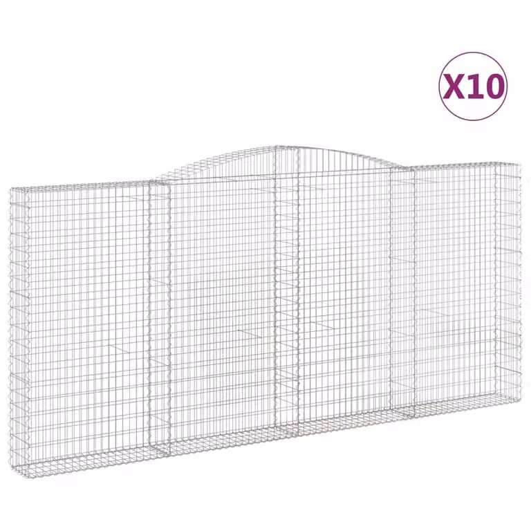 Cesti Gabbioni ad Arco 10 pz 400x30x180/200 cm Ferro Zincato
