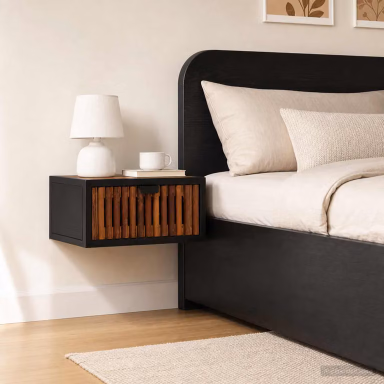 Comodino a muro vidaXL in legno di mango naturale L: 40 cm, P: 30 cm, H: 20 cm