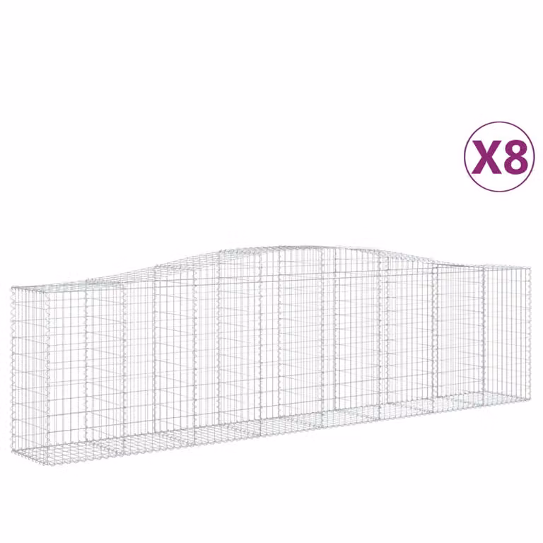 Cesti Gabbioni ad Arco 8 pz 400x50x100/120 cm Ferro Zincato