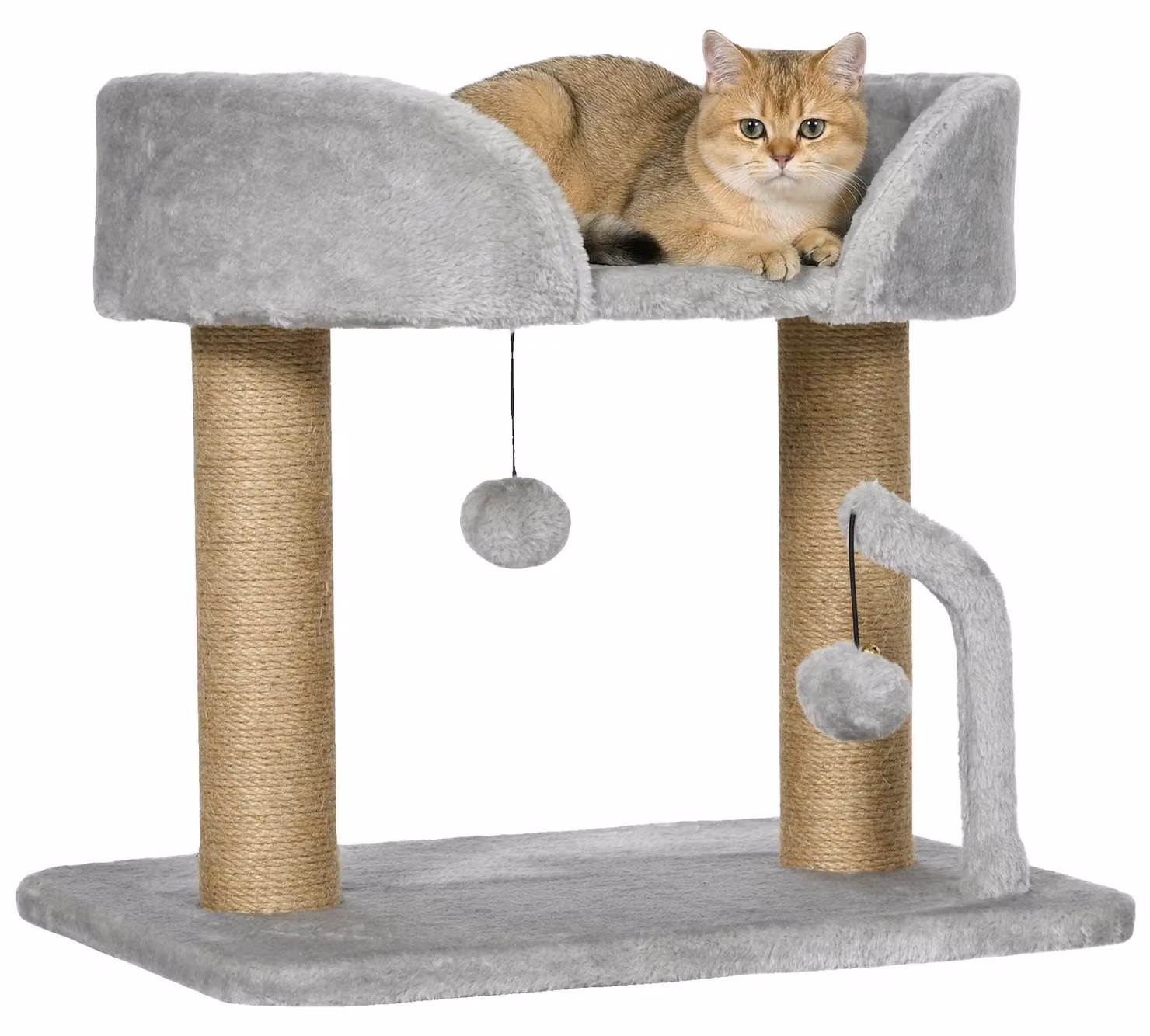 Katzenbaum, tiragraffi in juta, giocattoli pensili interattivi, GRIGIO