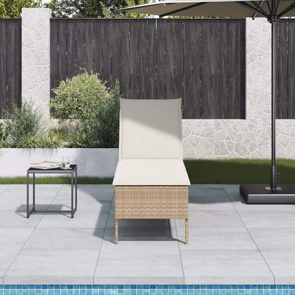 vidaXL Lettino Prendisole con Cuscini Beige 55x200x44 cm in Polyrattan