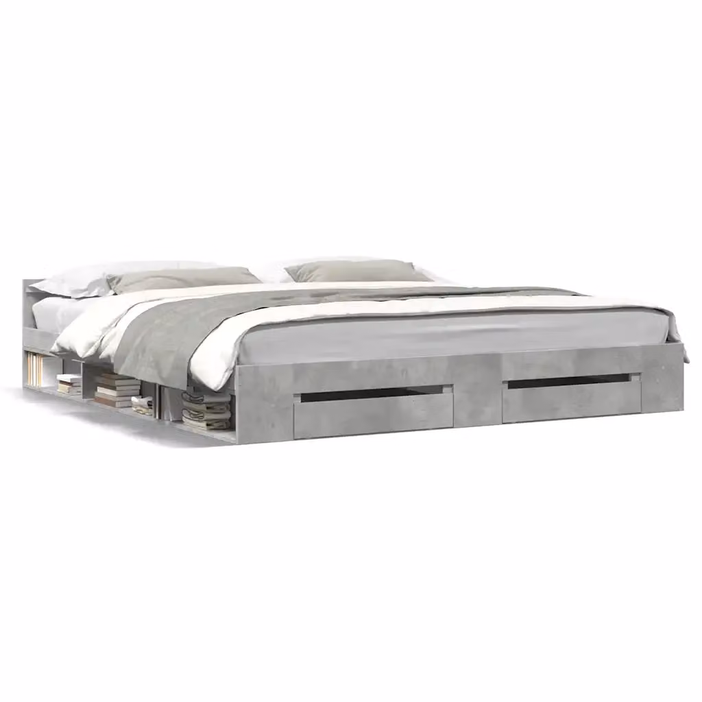 vidaXL Giroletto con Cassetti in Legno Multistrato Grigio, L/P/H: 180 x 200 cm – 2