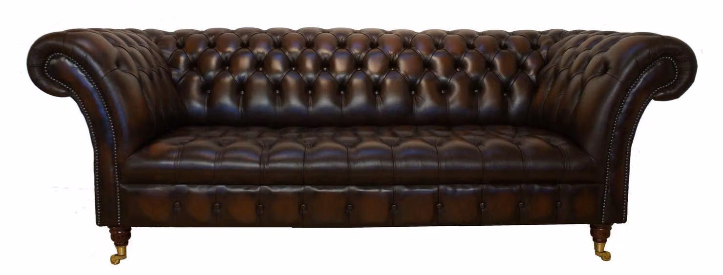 Chesterfield Design Luxus Polster Sofa Couch Sitz Garnitur Leder #285