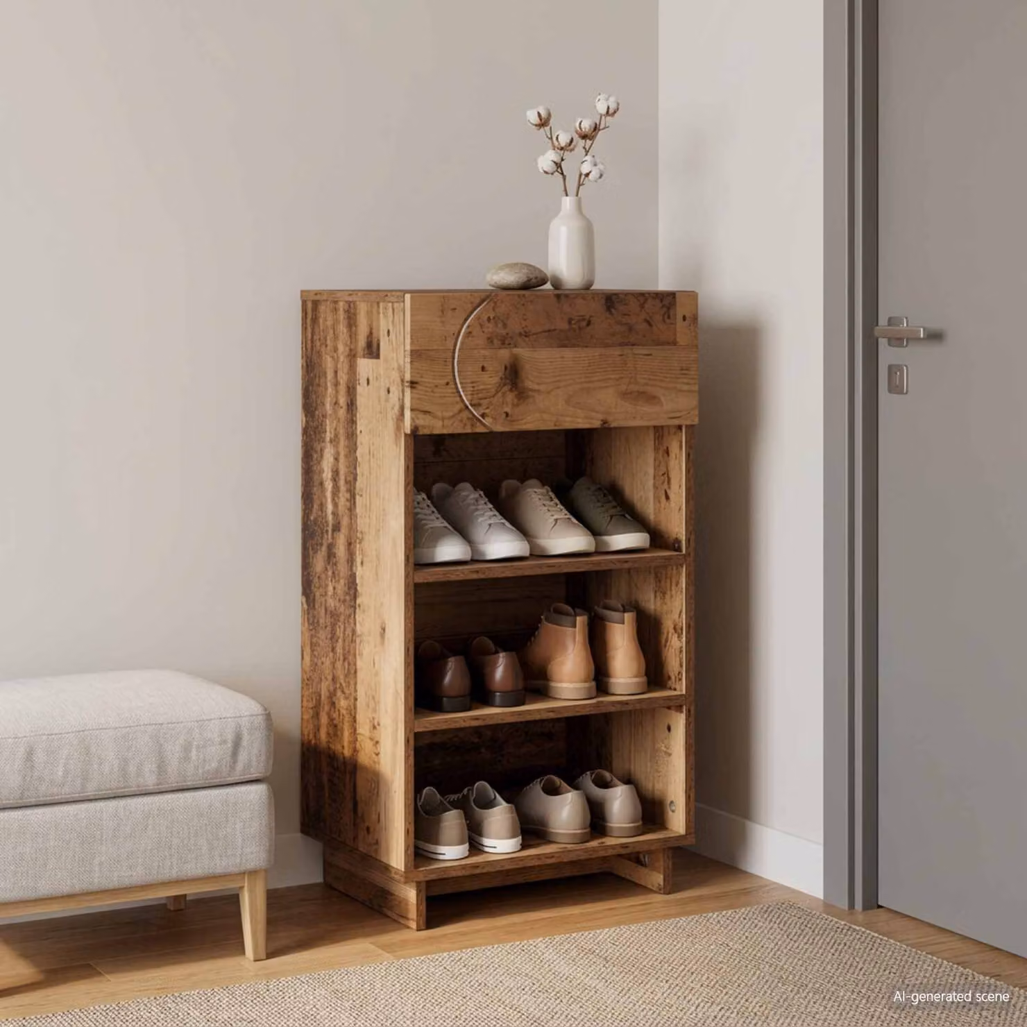 Scarpiera moderna vidaXL in legno marrone con ante e ripiani L/P/H: 48 x 38 x 87,5 cm