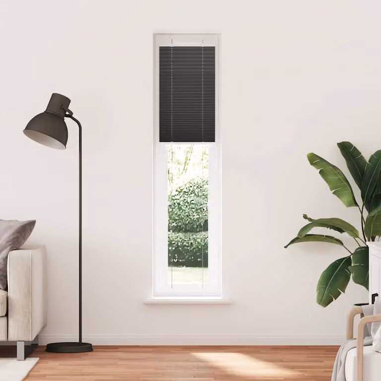 vidaXL Tenda Plissettata Nera 40x200 cm Larghezza Tessuto 39,4 cm