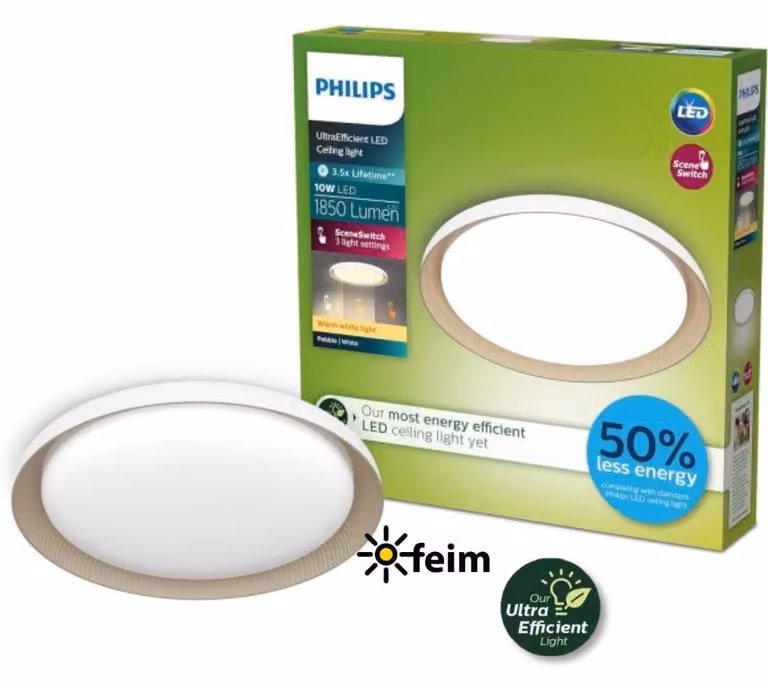 Philips Lampada da soffitto, 10 W, LED, 1850 lm, IP20, Bianca