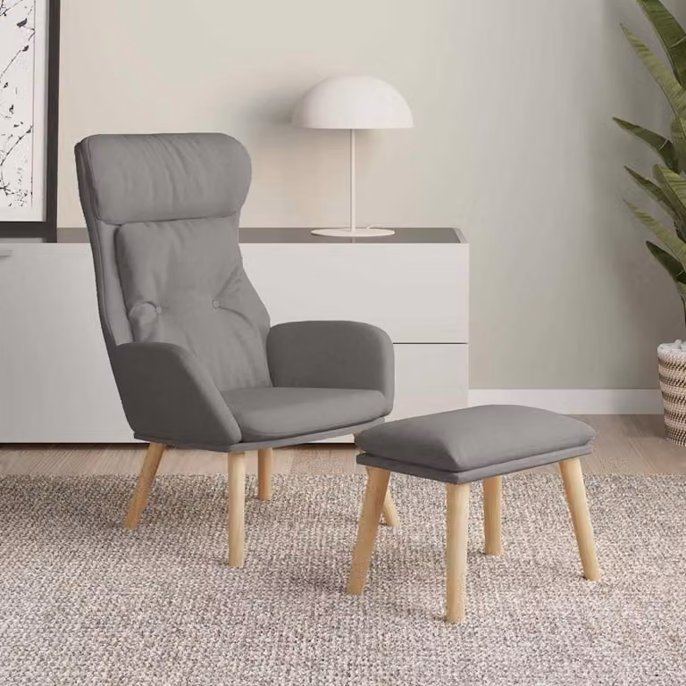 vidaXL Poltrona Relax con Poggiapiedi Grigio Chiaro in Tessuto e Struttura in Metallo