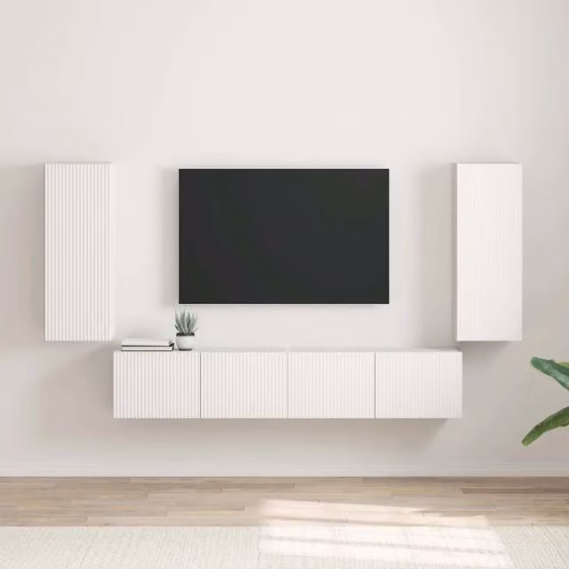 Mobile TV da parete 2 pz-Set di 2 Mobile TV a Muro-Credenza TV Bianco 30 x 31 x 80 cm