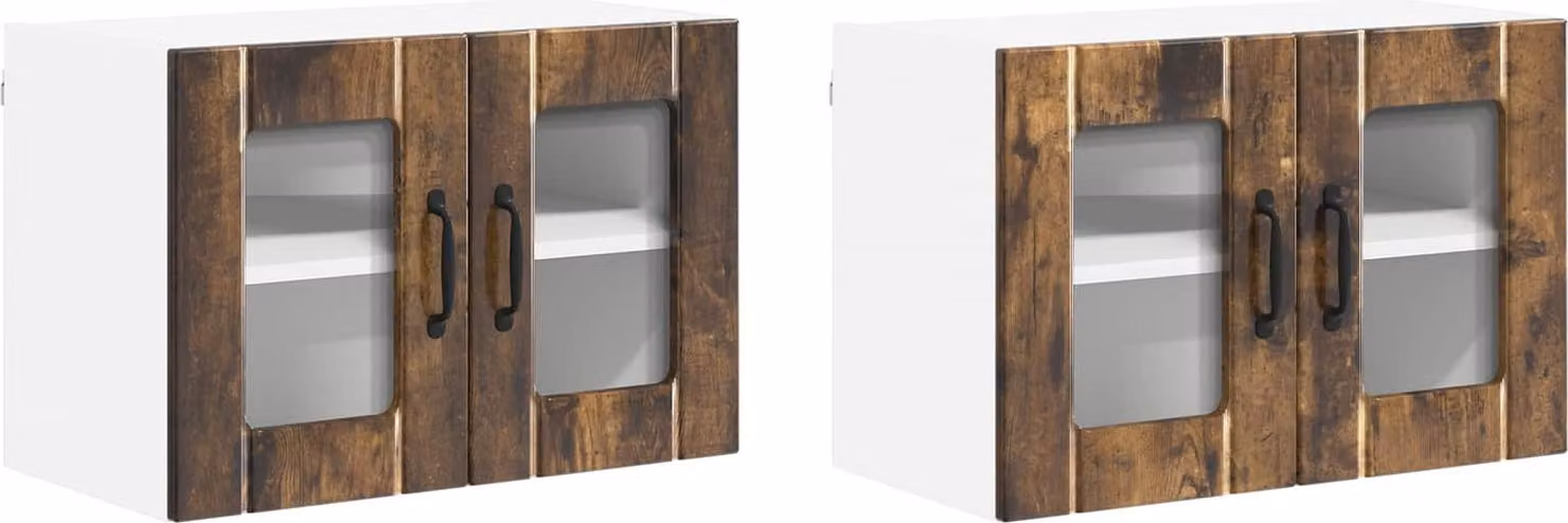 Mobile in vetro da parete LUCCA 2 pcs Rovere Fumo