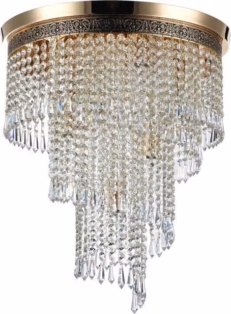 Lampadario Cascade Maytoni in cristallo e ottone oro con 7 x E14
