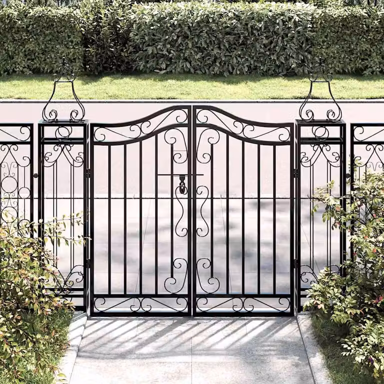 Cancello da giardino a battente doppio vidaXL in ferro battuto nero L: 121 cm, P: 8 cm, H: 100 cm