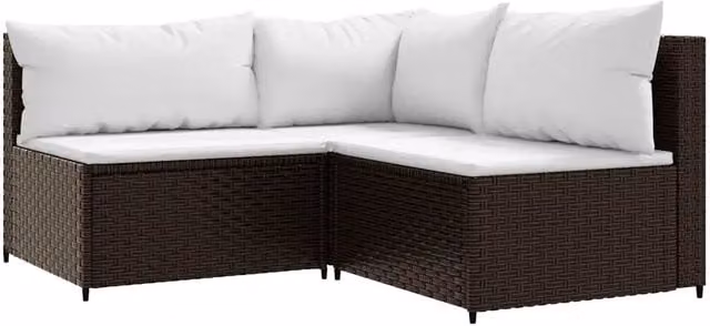 Set Mobili da Giardino 3 pz con Cuscini in Polyrattan Marrone CFW3196160