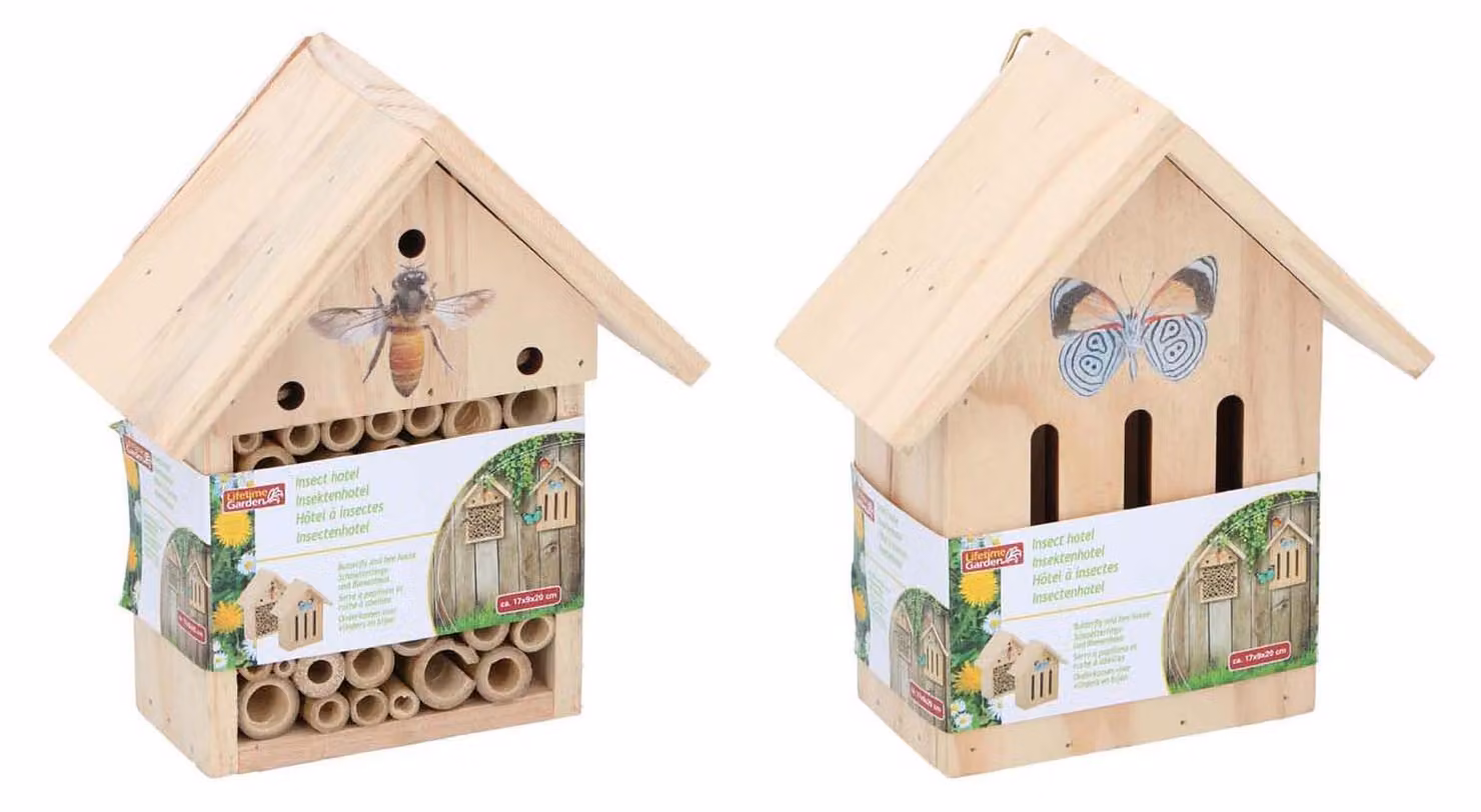 Hotel per insetti in legno farfalle api giocattolo naturale da giardino