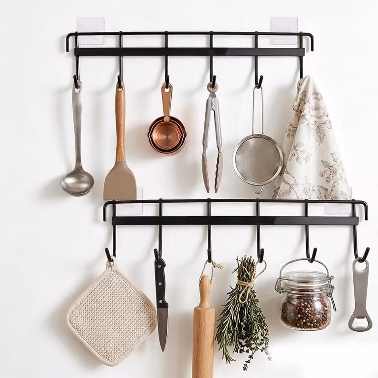 Mensole da parete per cucina, 2 pezzi, 30 cm, in metallo, per utensili da cucina