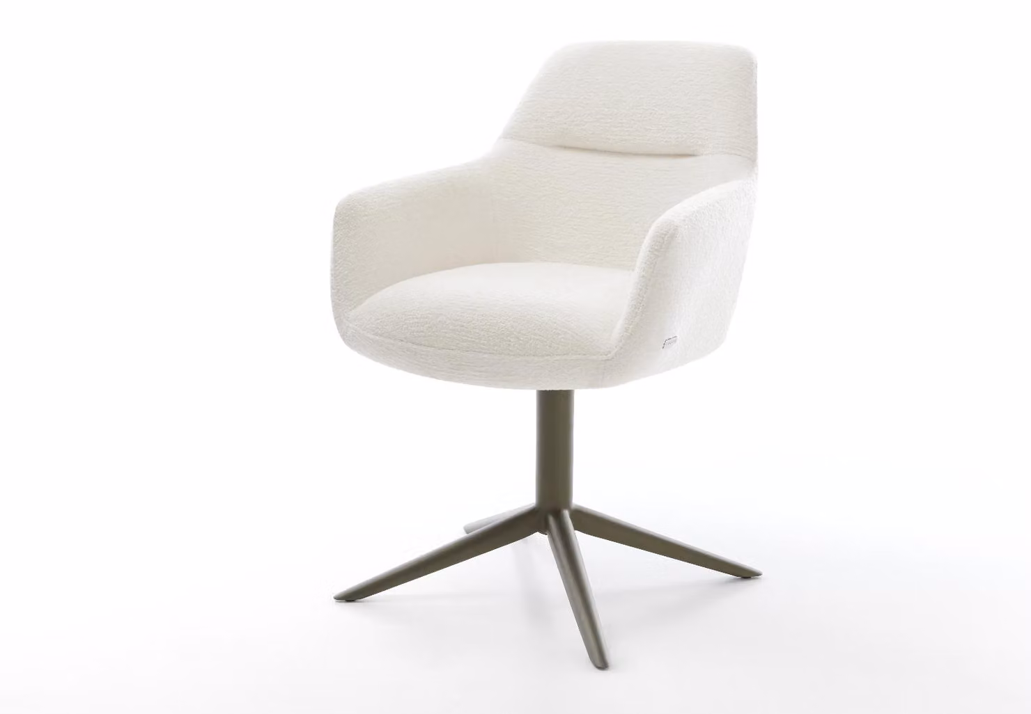 DELIFE sedia girevole Pejo-Flex Bouclé Soft Beige finitura effetto base titanio funzione dondolo girevole a 360° anima a molle tascabili