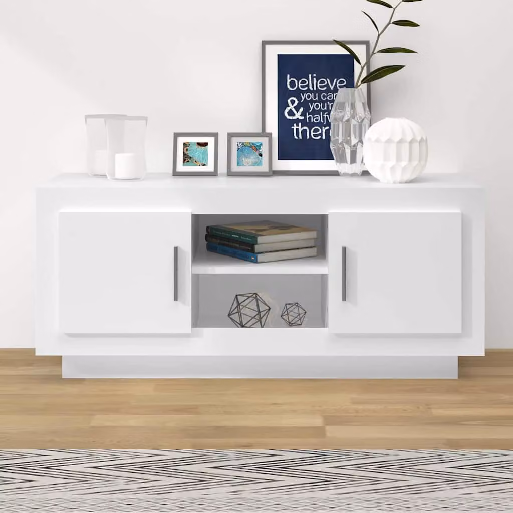 vidaXL Mobile Porta TV Bianco in Legno Multistrato con Stile Rustico L: 102 cm, P: 35 cm, H: 45 cm